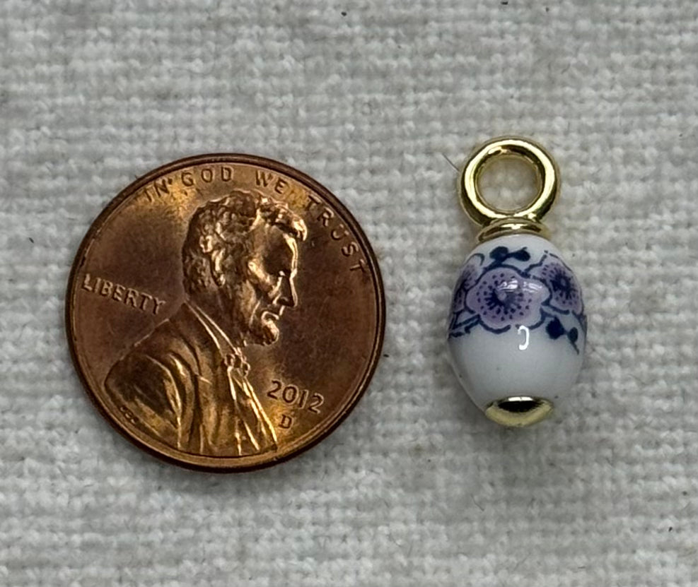 Purple Flower Porcelain Charm