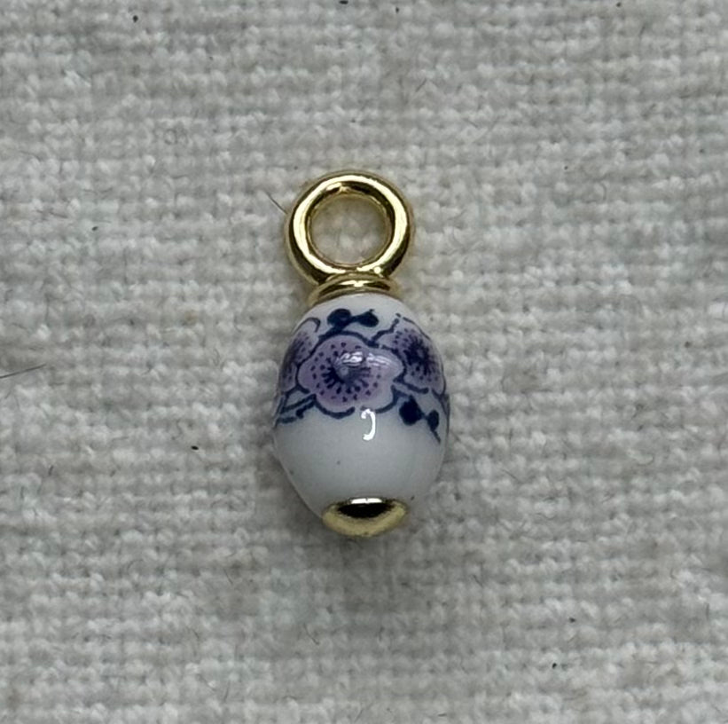 Purple Flower Porcelain Charm