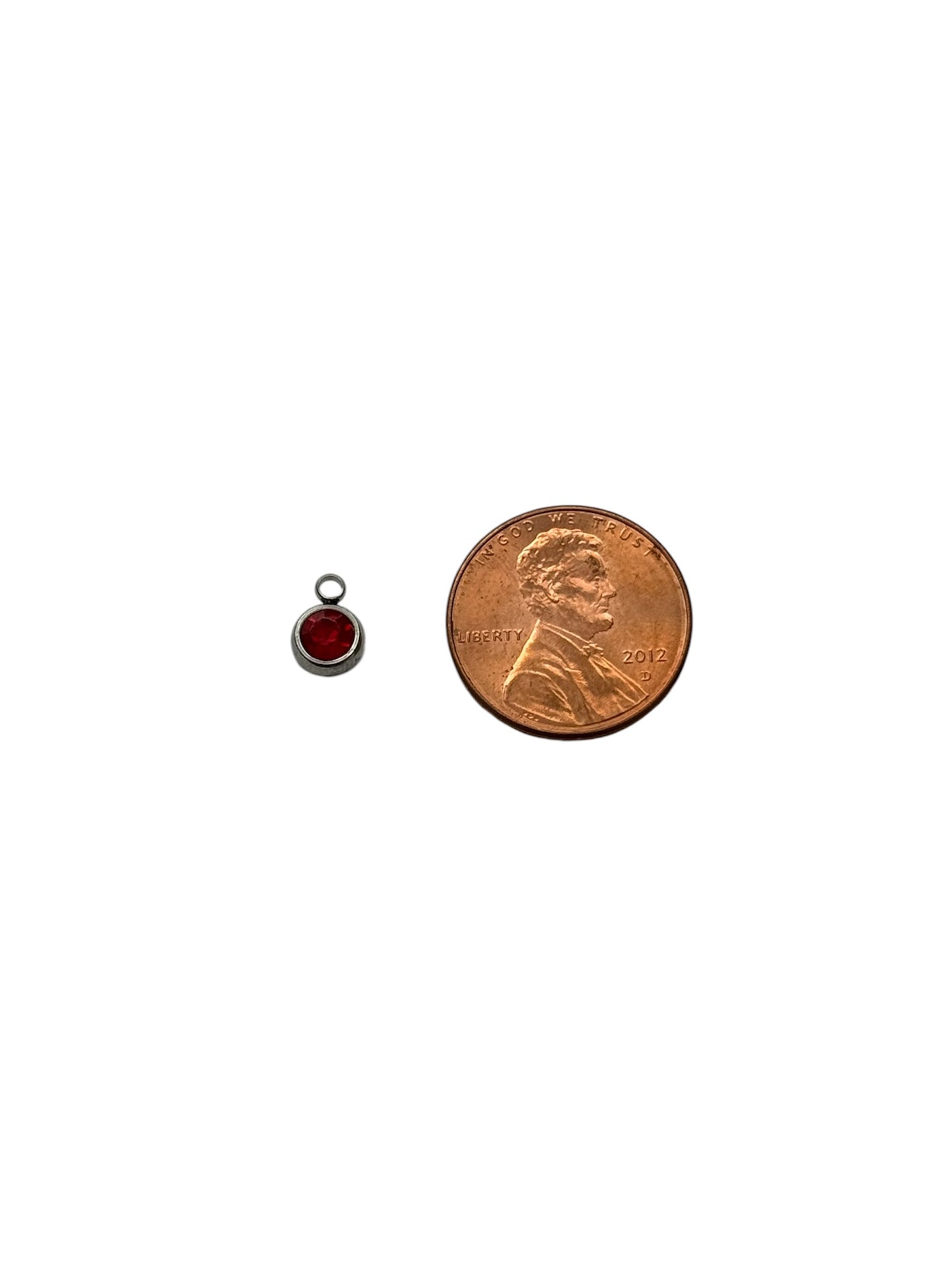 Tiny Circle Gem Charm (Silver)