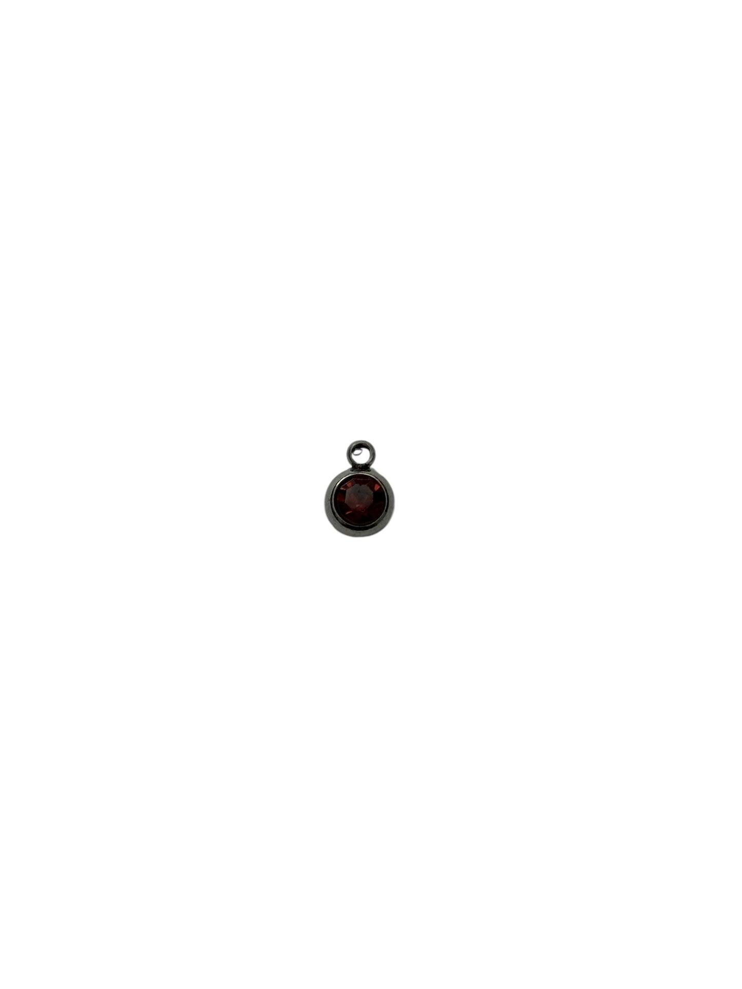 Tiny Circle Gem Charm (Silver)