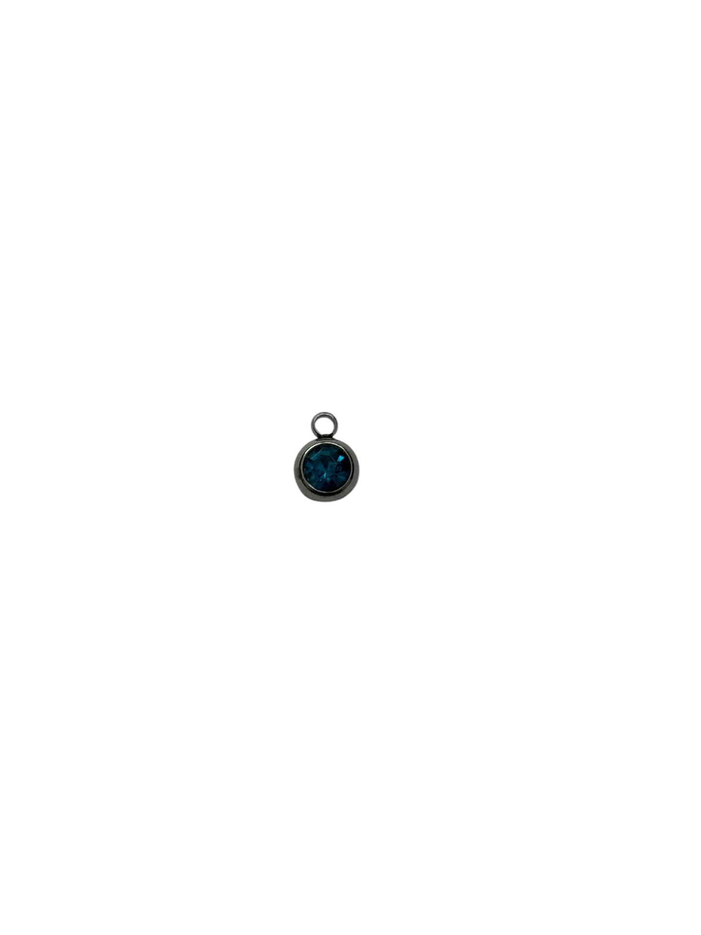 Tiny Circle Gem Charm (Silver)