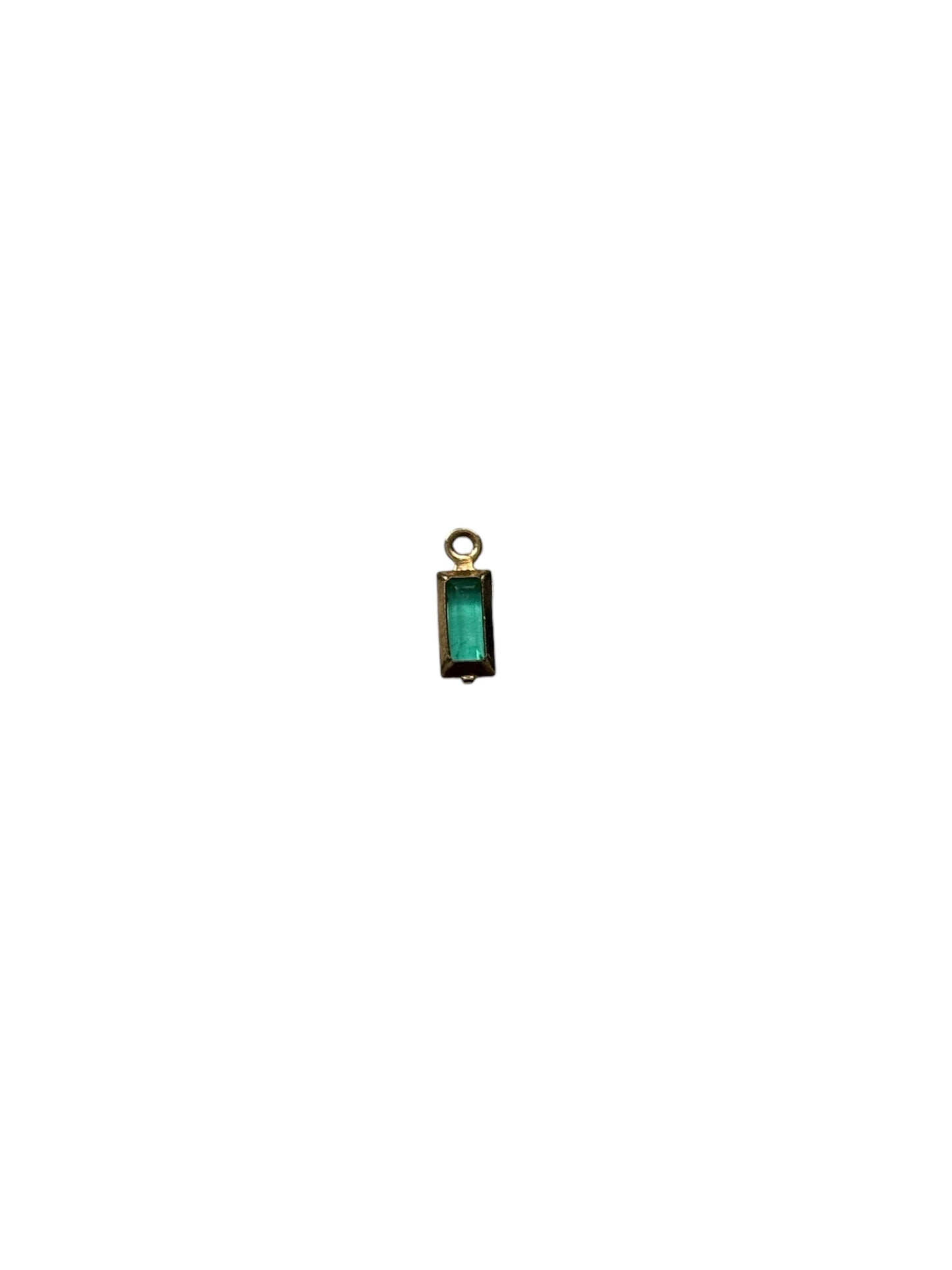 Tiny Rectangle Gem Charm (Gold)