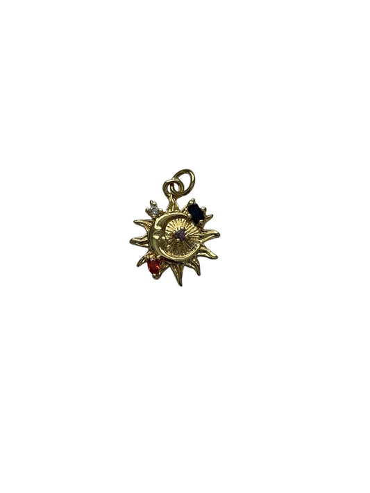 Bejeweled Gold Sun & Moon Charm