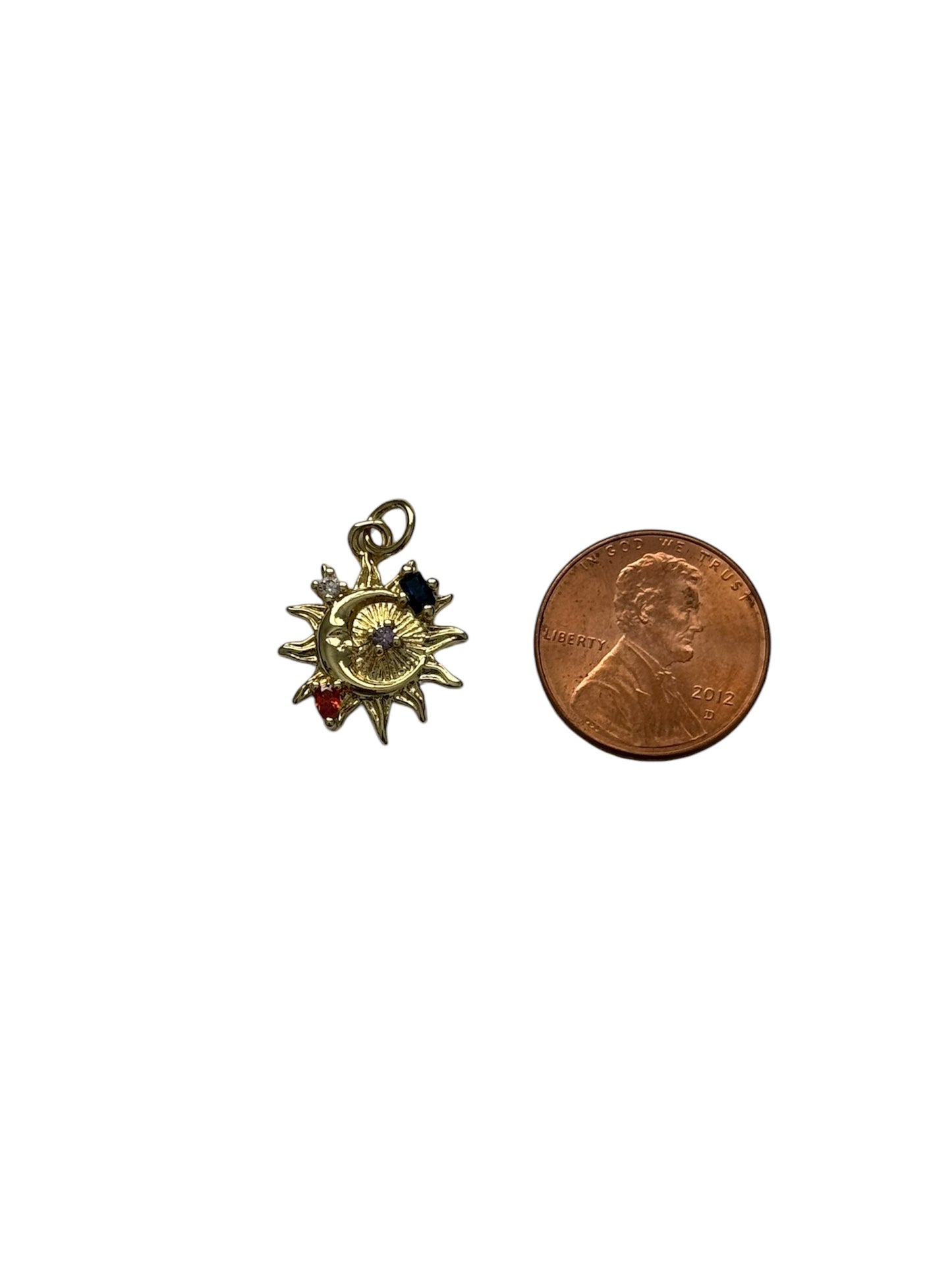 Bejeweled Gold Sun & Moon Charm