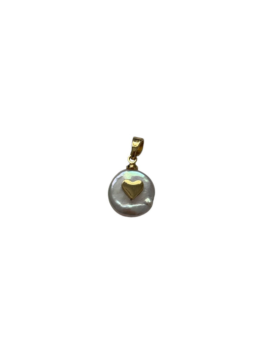 Pearl & Gold Heart Charm