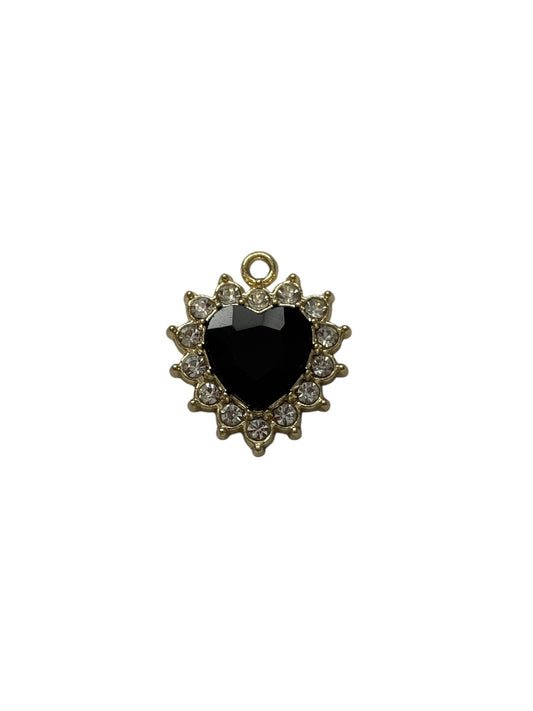 Black Sparkle Heart Charm