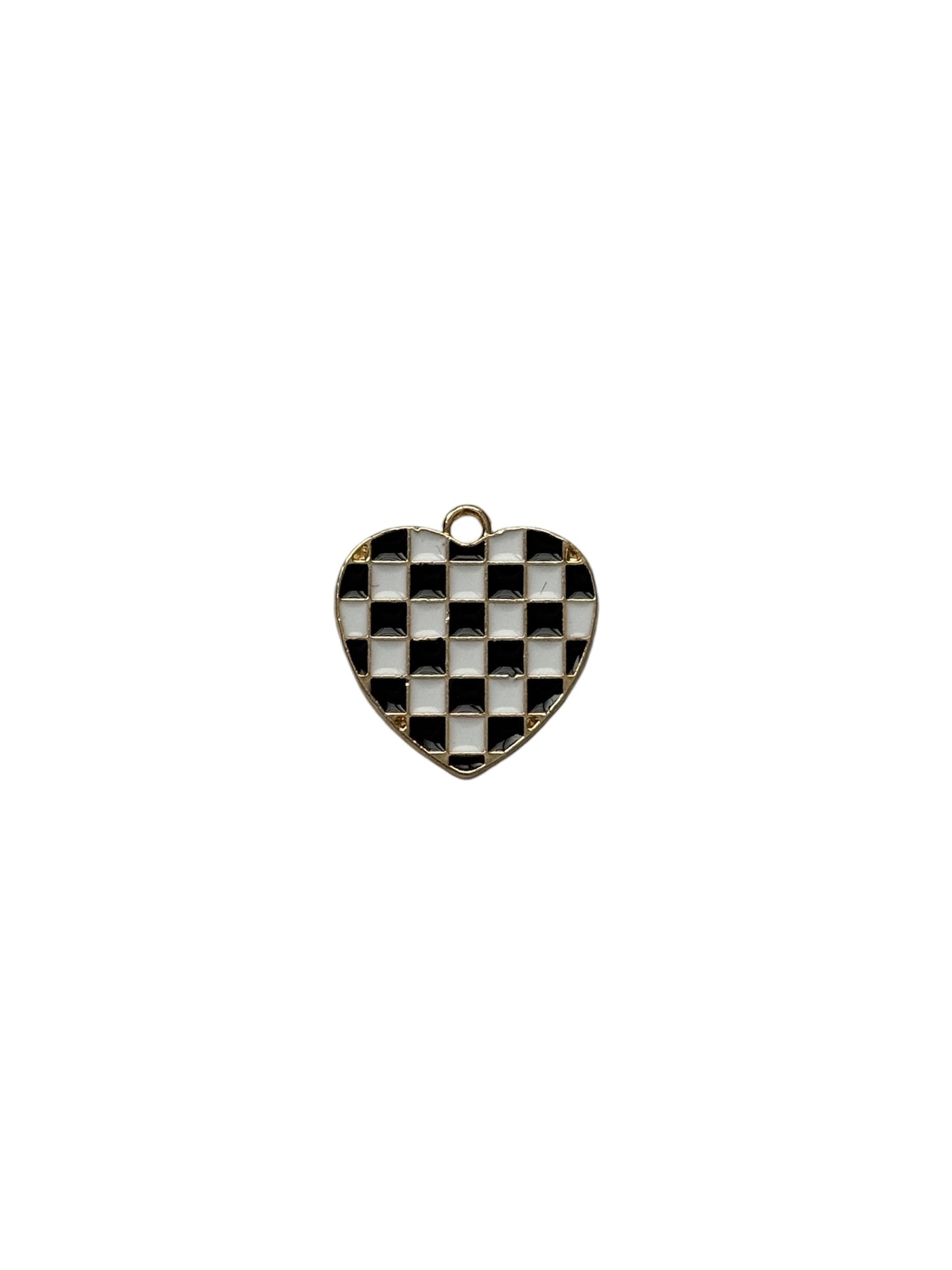 Small Checker Heart Charm