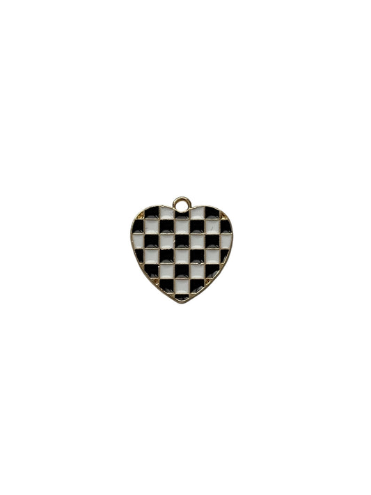 Small Checker Heart Charm