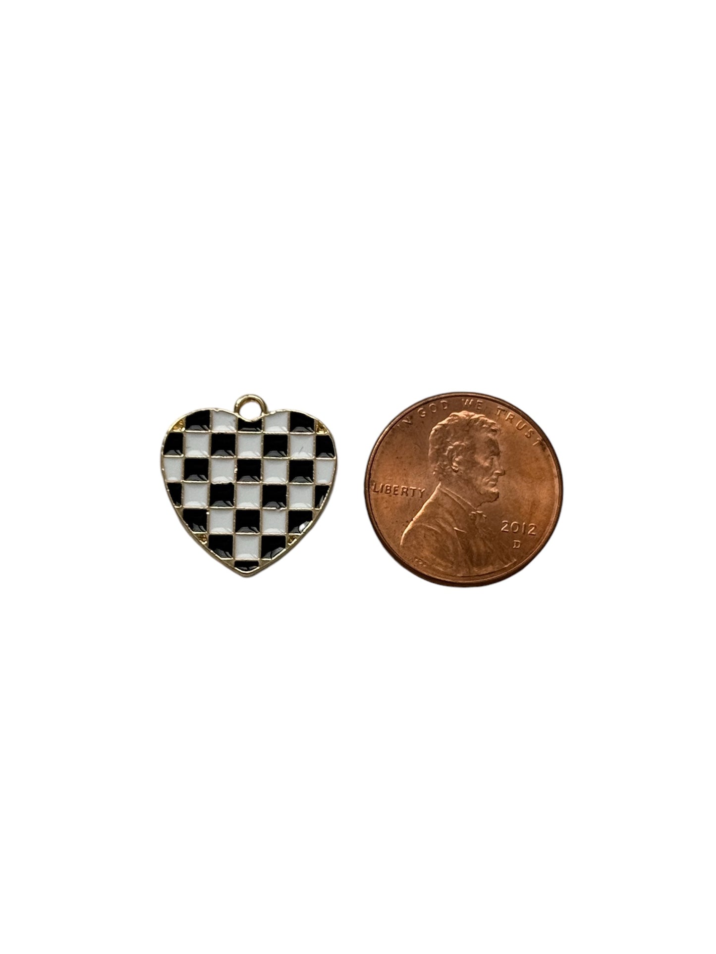 Small Checker Heart Charm