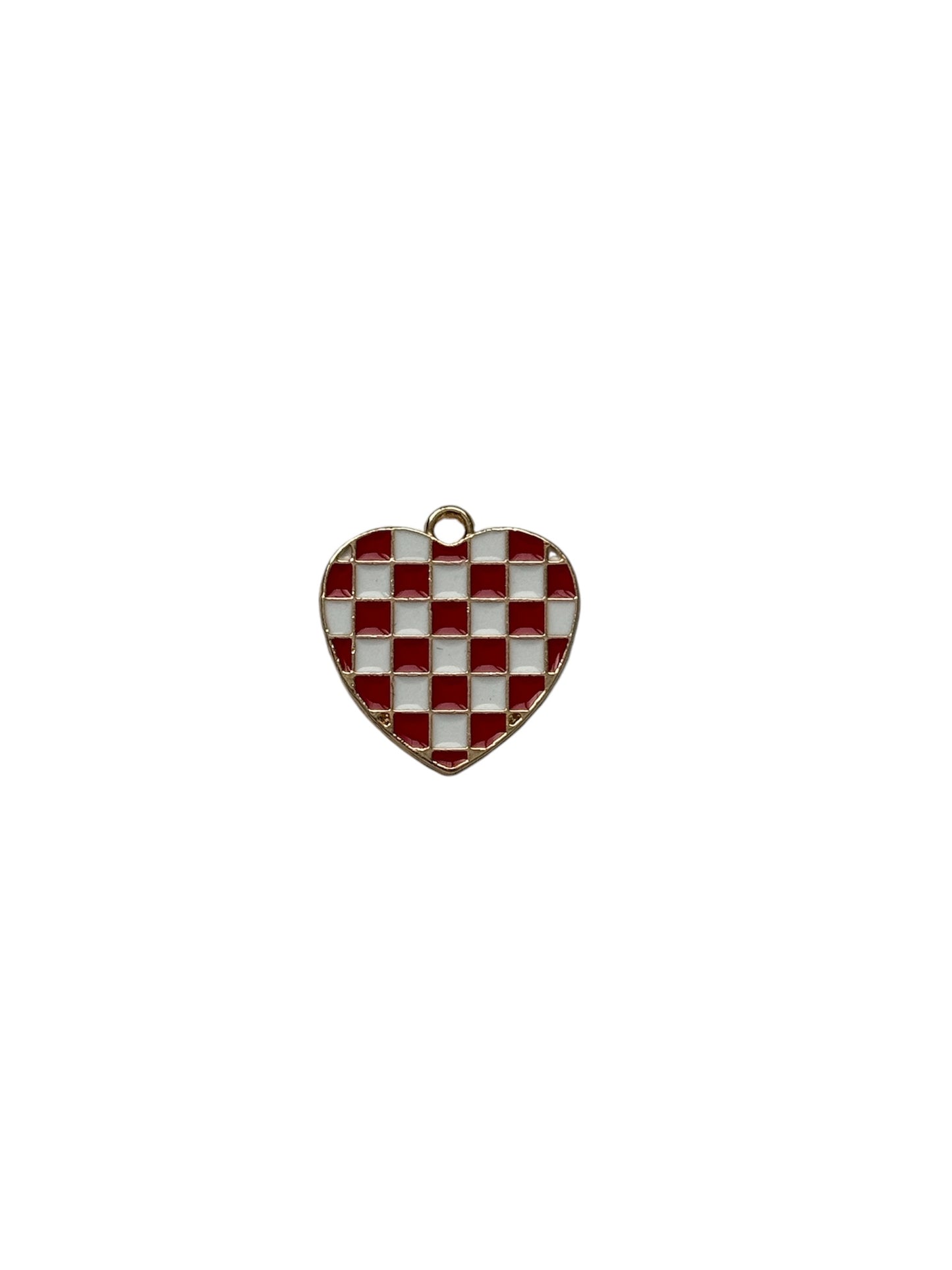 Small Checker Heart Charm