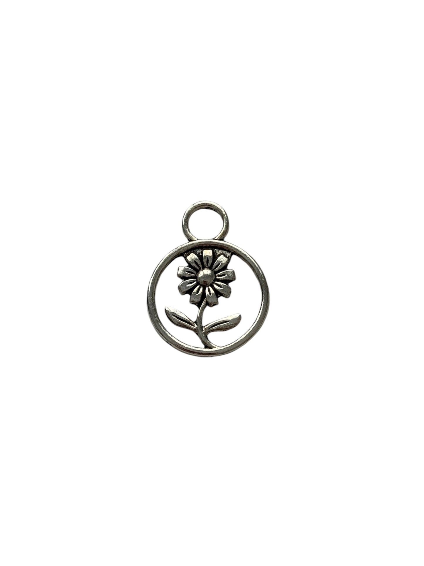 Silver Hollow Flower Charm