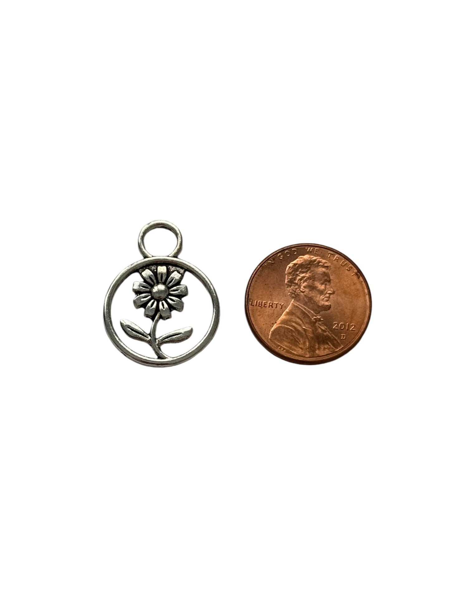 Silver Hollow Flower Charm