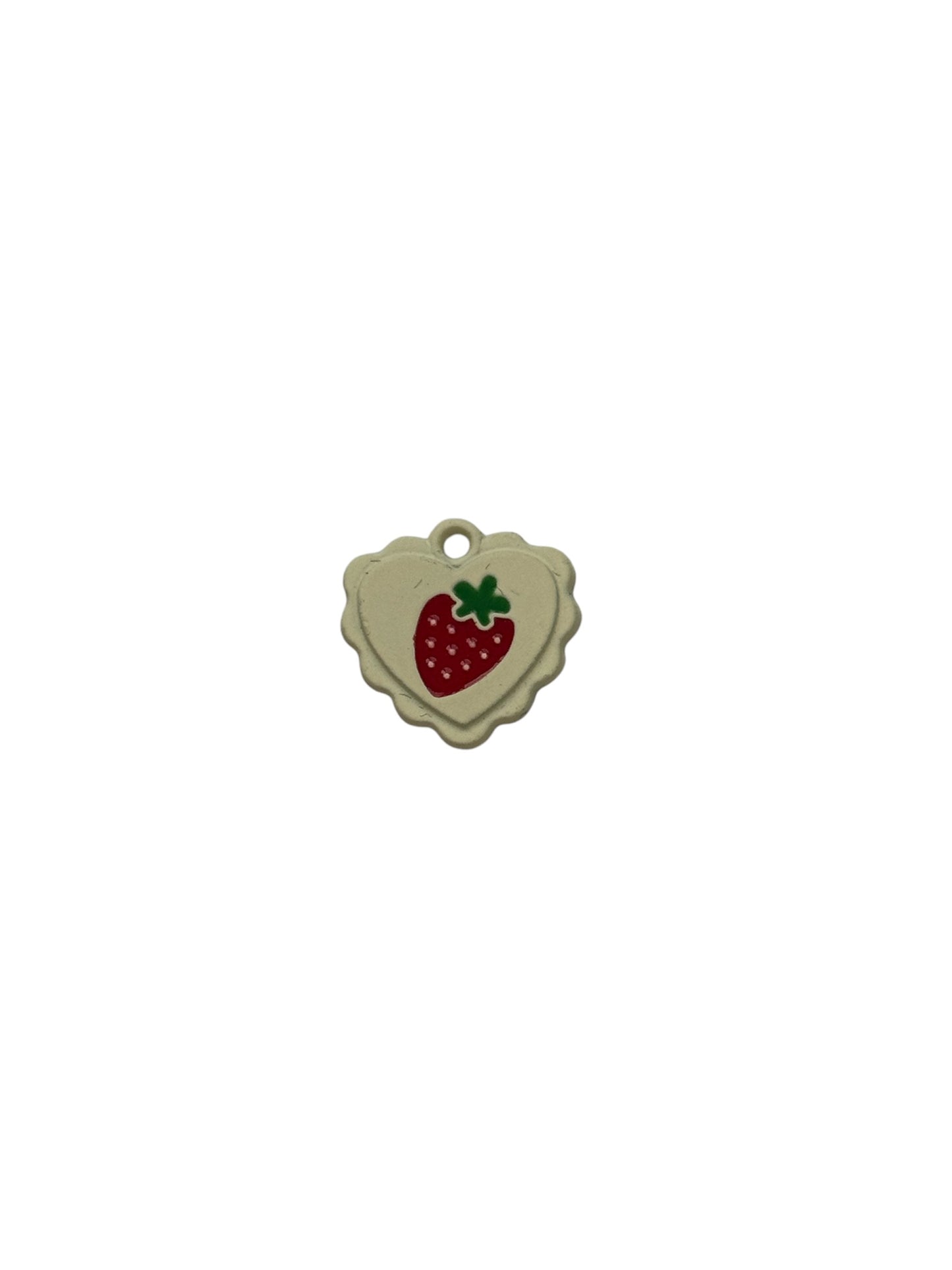 Scalloped Strawberry Heart Charm