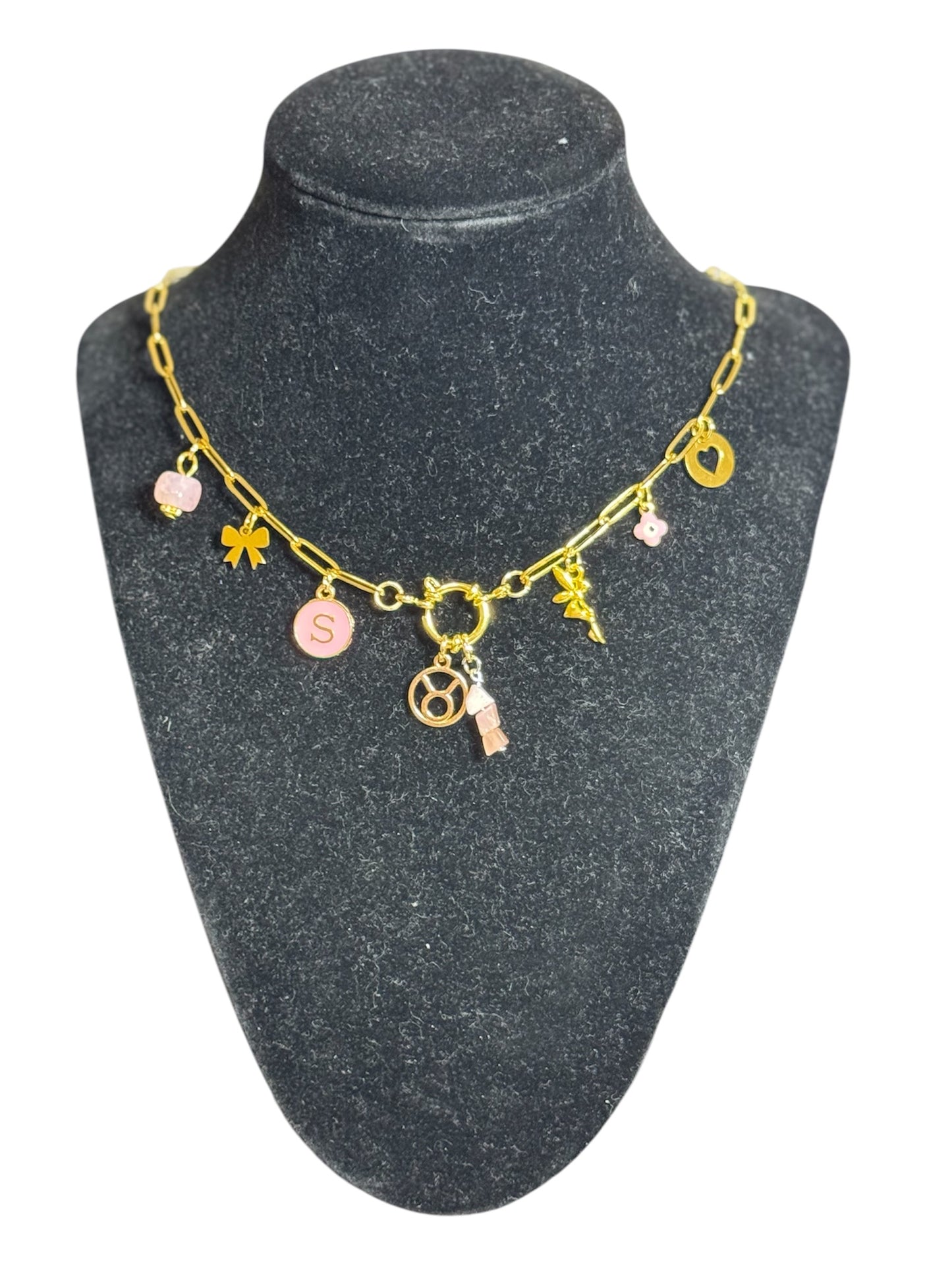 Gold Paperclip Chain with Circle Caribiner