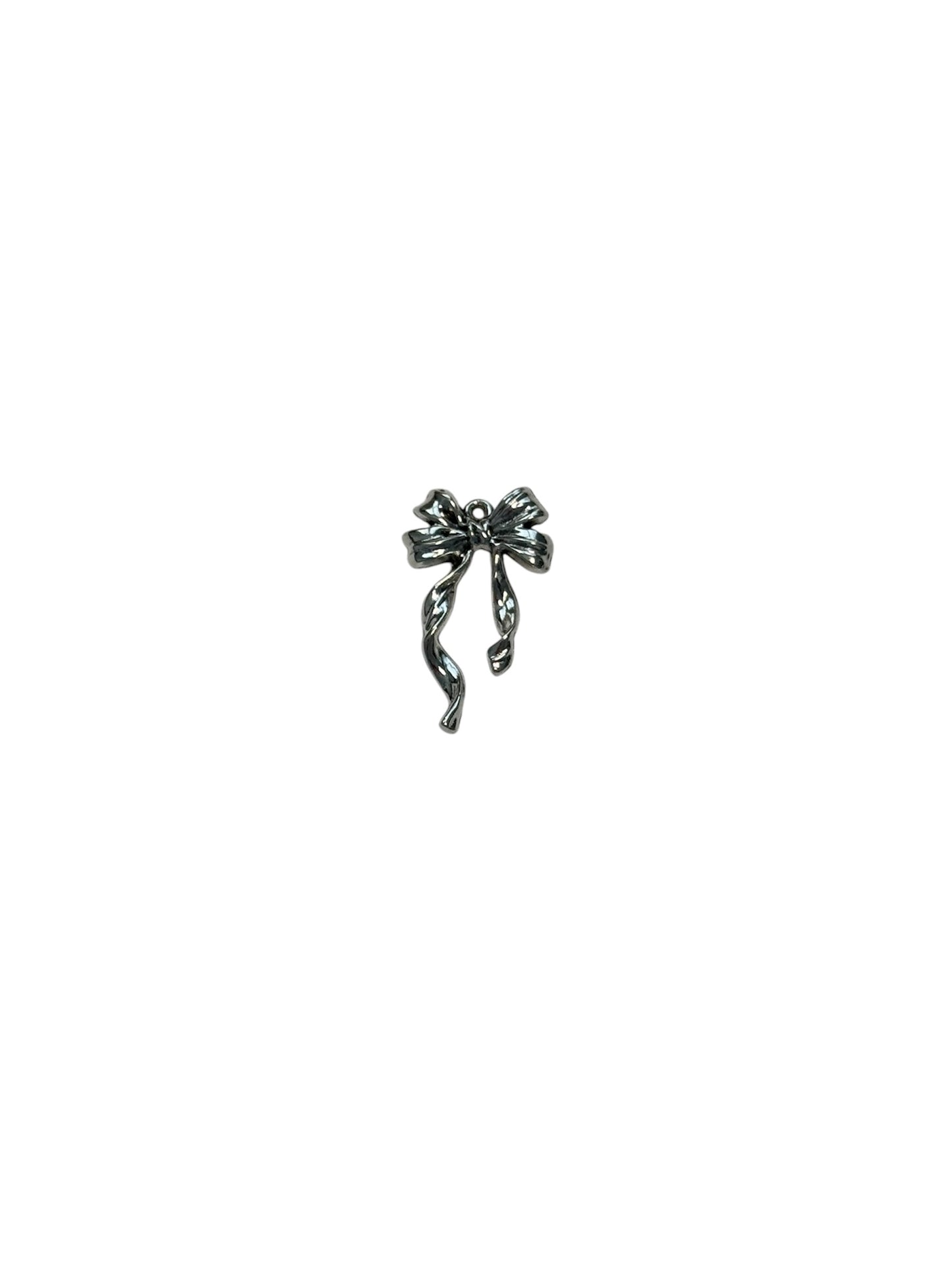 Silver Curly Bow Charm