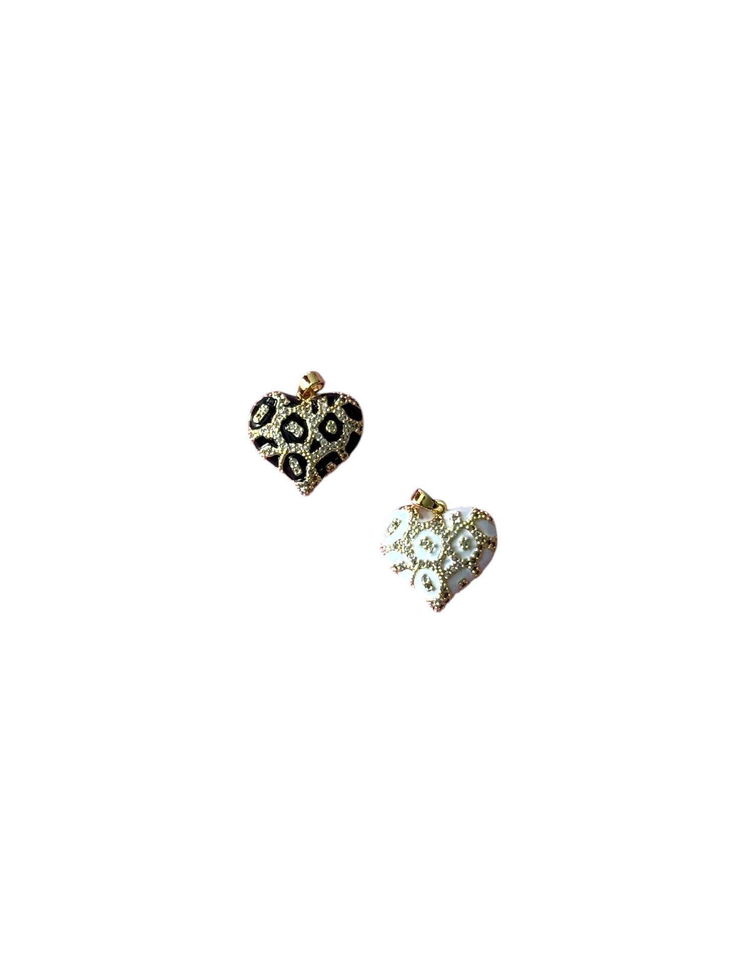 Gold Cheetah Heart Charm