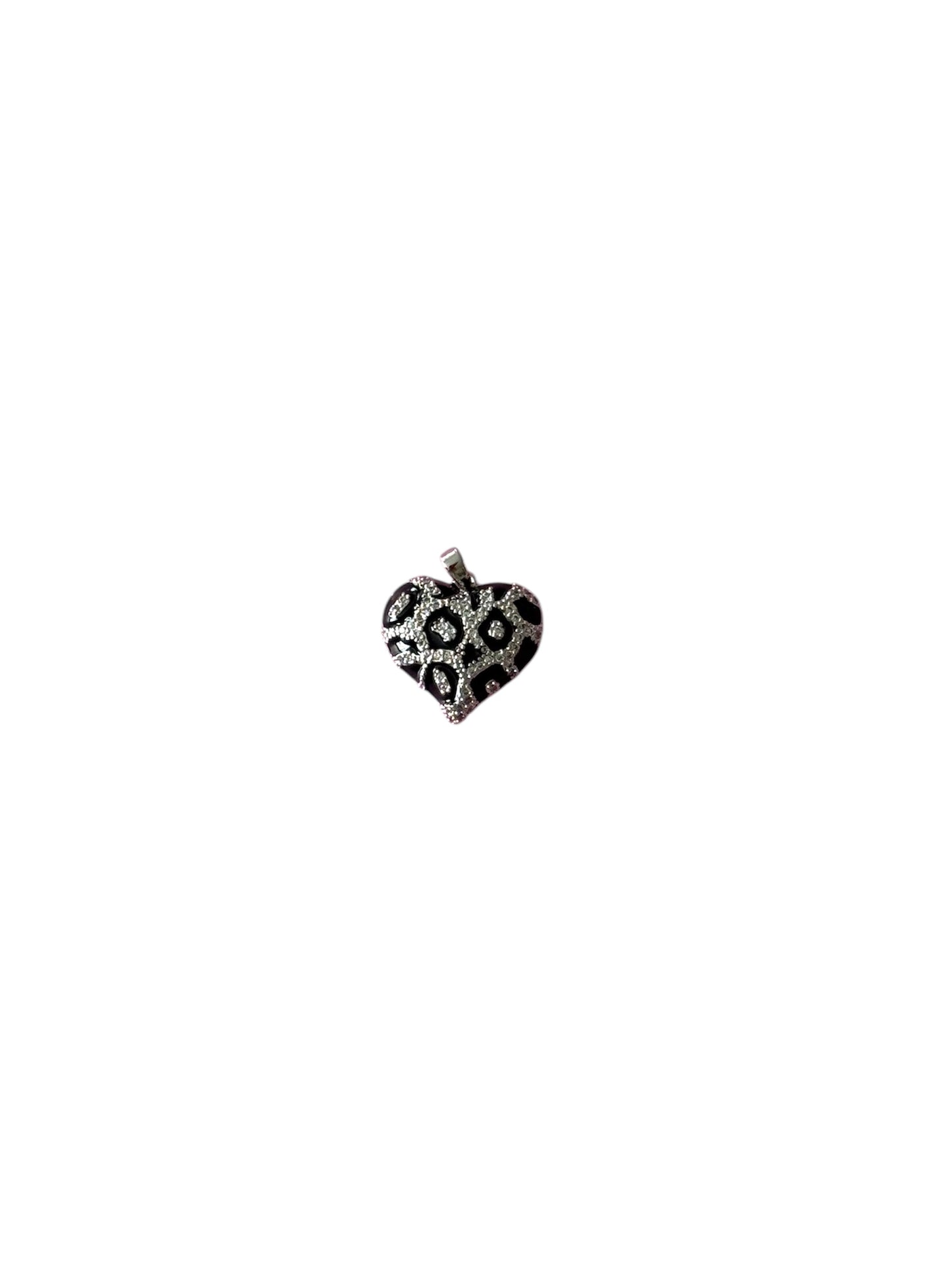 Silver Cheetah Heart Charm