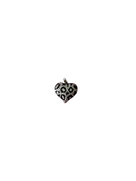 Silver Cheetah Heart Charm