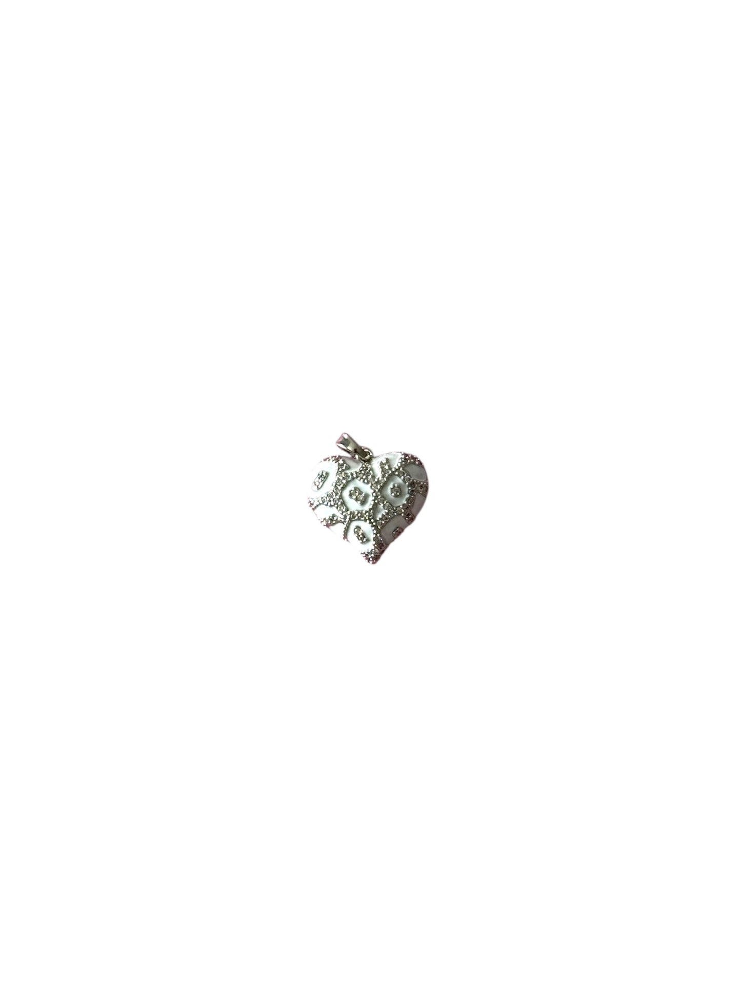 Silver Cheetah Heart Charm