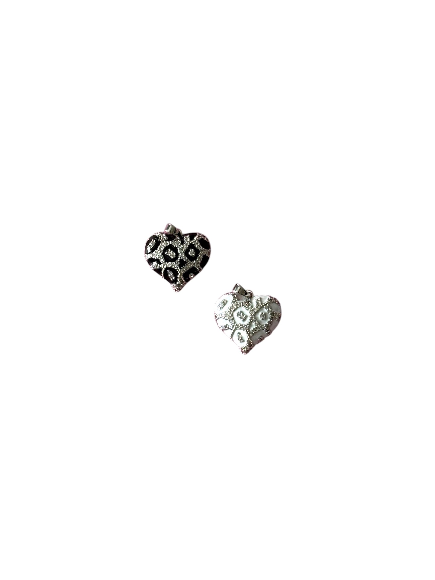 Silver Cheetah Heart Charm