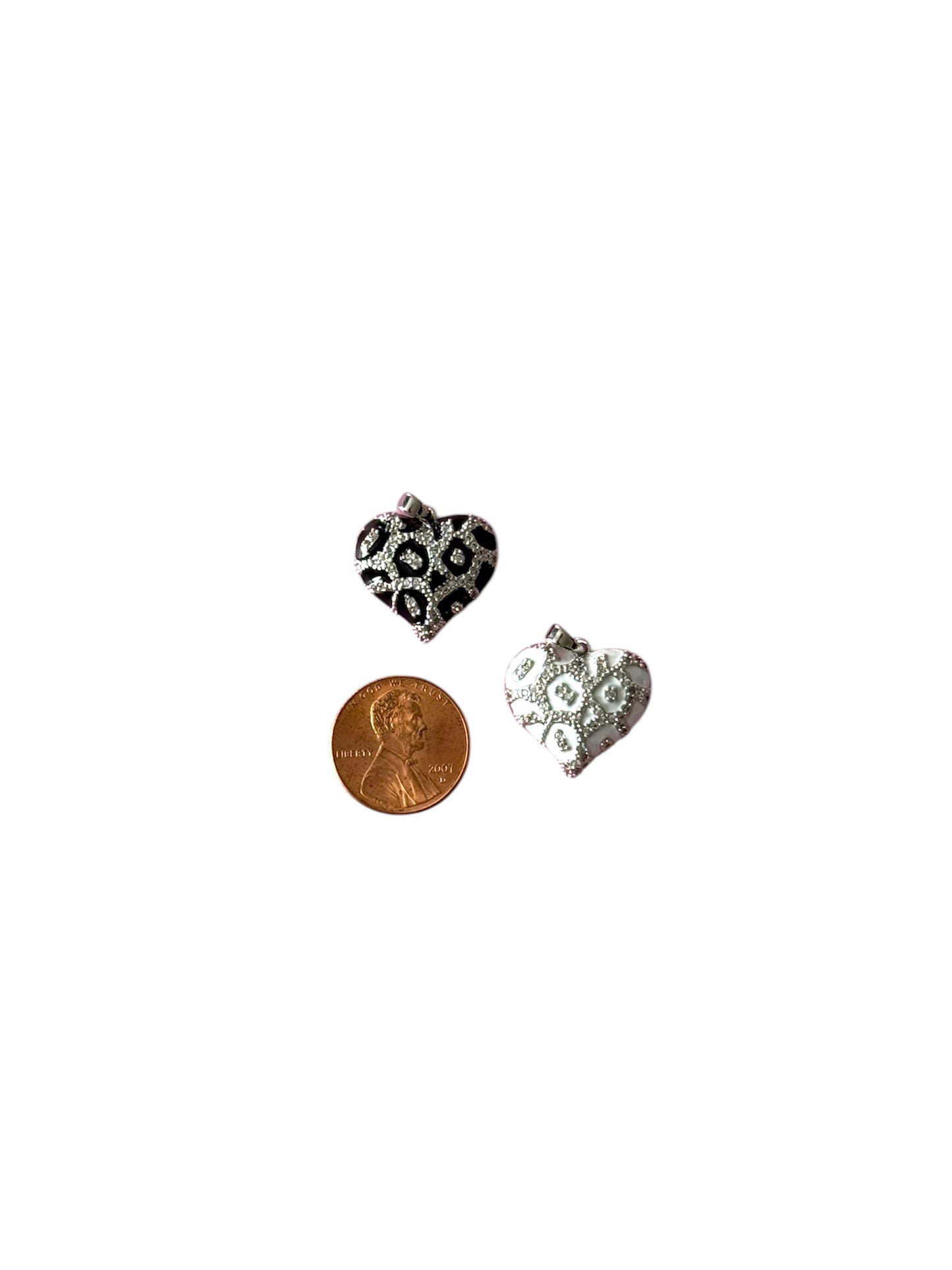 Silver Cheetah Heart Charm